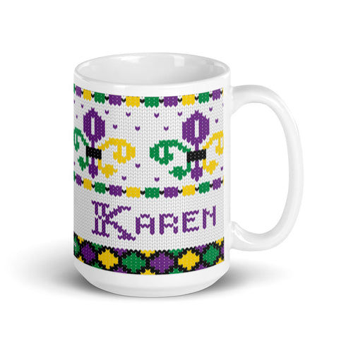 Mardi Gras Knitting Mug, NOLA Mug, Louisiana Mug, Knitter Mug, Fleur Di Lis Mug, Mardi Gras Beads Mug, NOLA cup